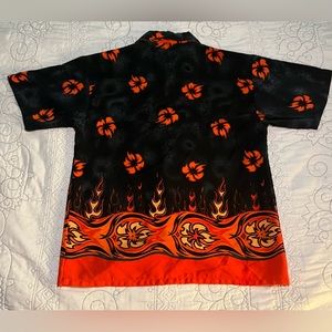 Vintage Genuine Ocean Current Flame Hawaiian Shirt Size Large